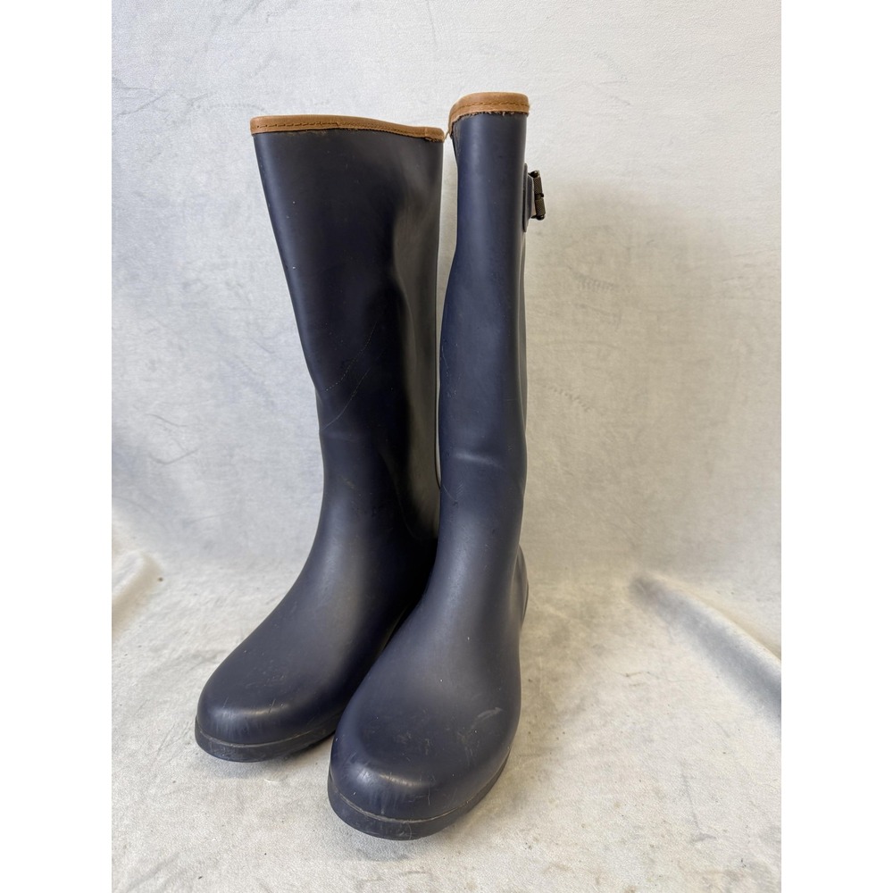 Chooka Boots Womens Size 10 Navy City Solid Rain Mid Calf Rubber Waterproof - Picture 2 of 14